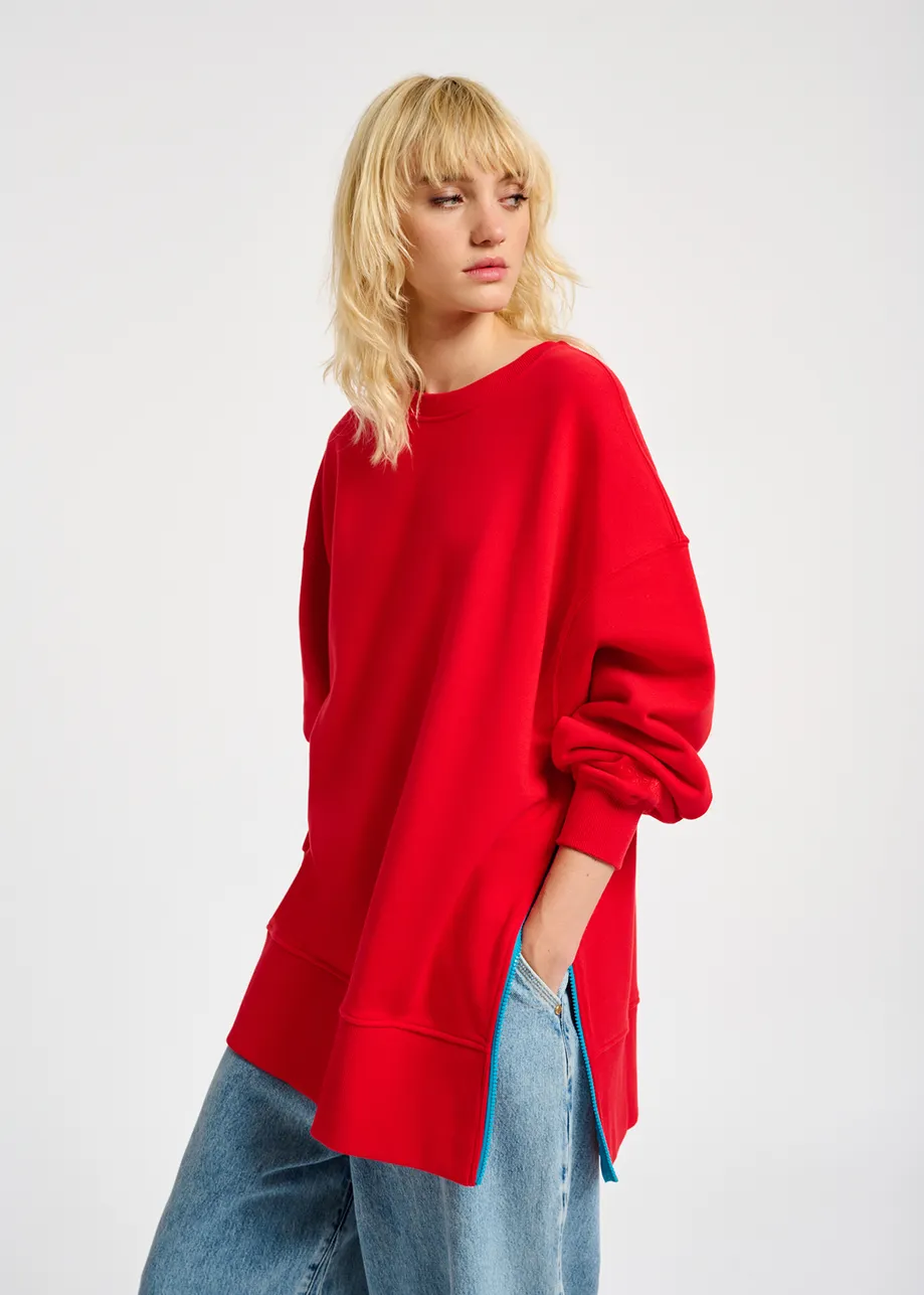 Rotes Boxy-Sweatshirt aus Bio-Baumwolle