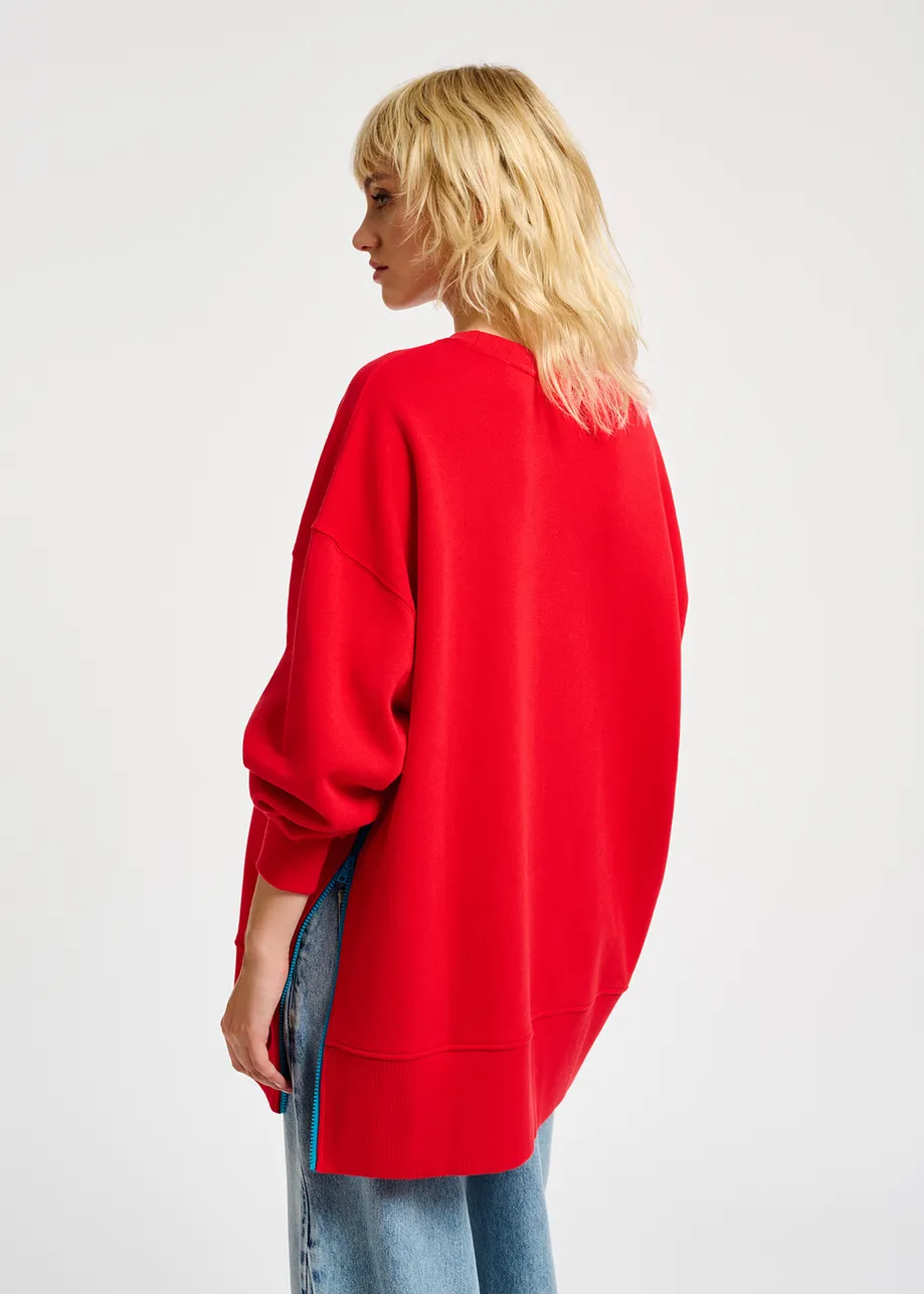 Rotes Boxy-Sweatshirt aus Bio-Baumwolle