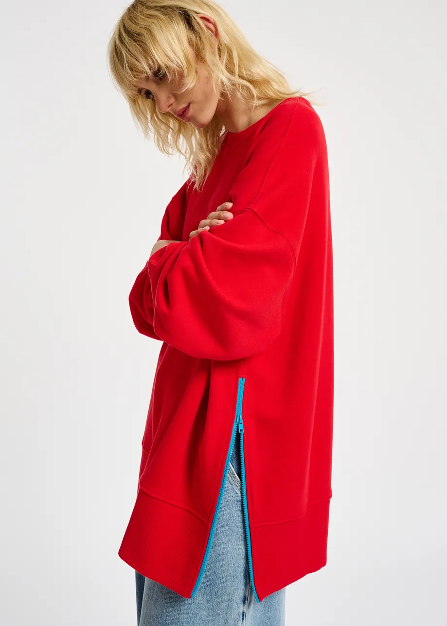 Rotes Boxy-Sweatshirt aus Bio-Baumwolle