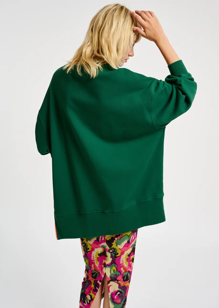 Donkergroene boxy sweater van biokatoen