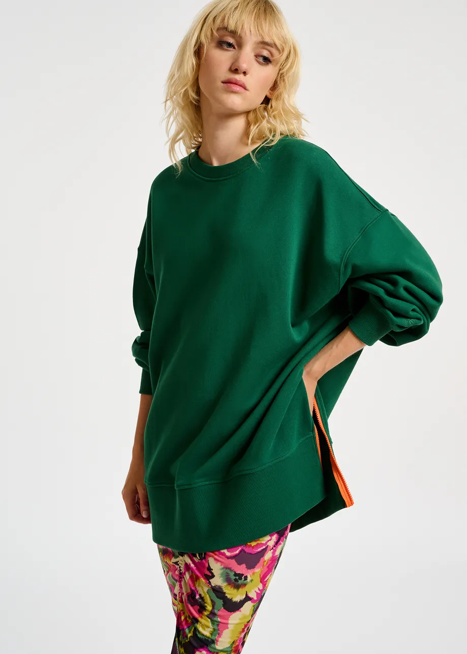 Donkergroene boxy sweater van biokatoen