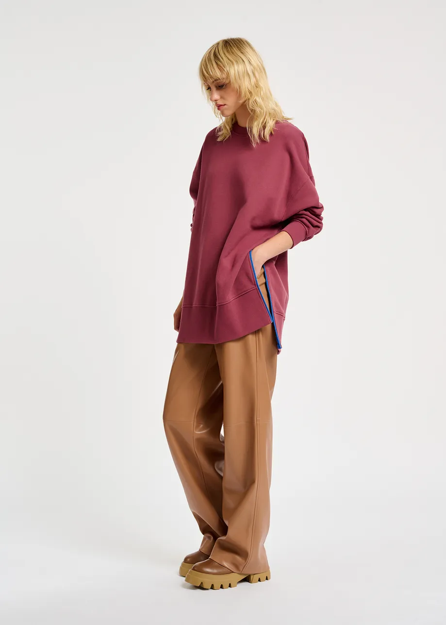 Lilac organic cotton sweatshirt with boxy cut