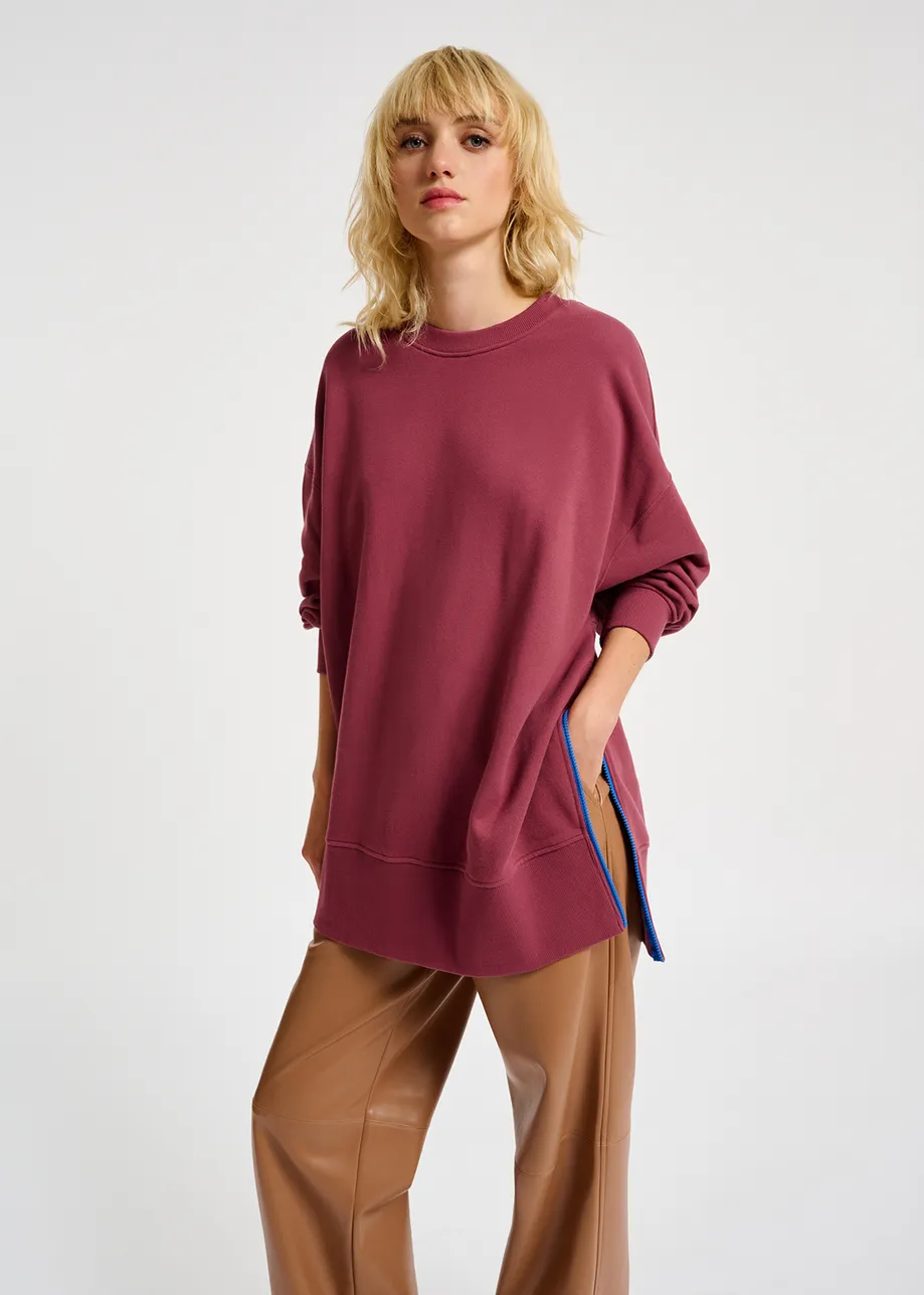 Lilac organic cotton sweatshirt with boxy cut