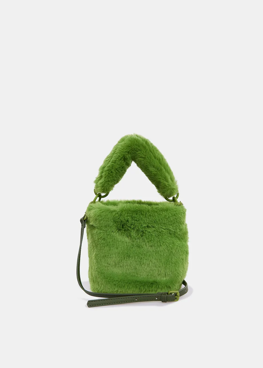 Green faux fur mini bag