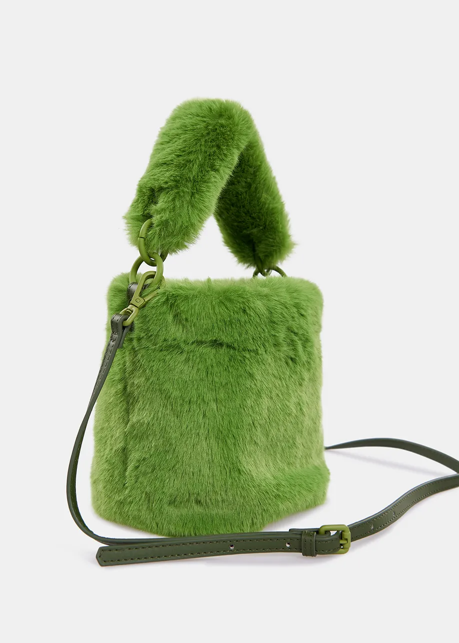 Grüne Mini-Tasche aus Kunstfell