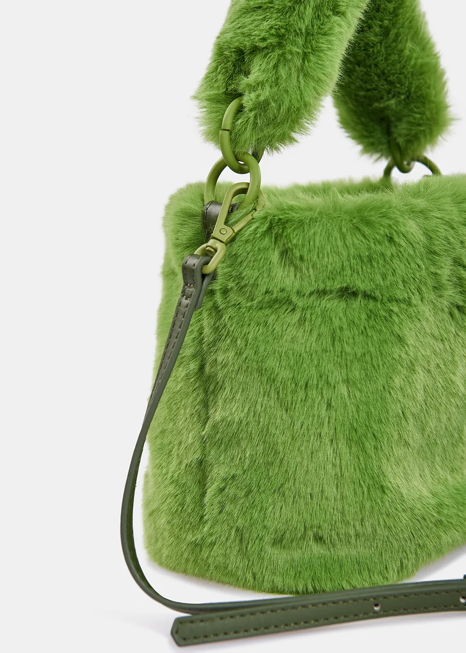 Grüne Mini-Tasche aus Kunstfell