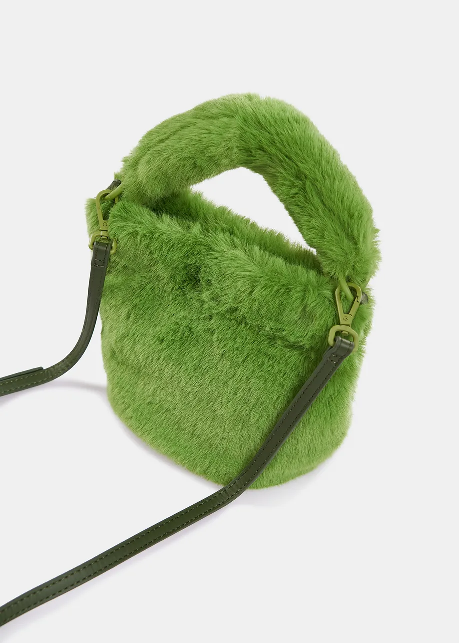 Grüne Mini-Tasche aus Kunstfell