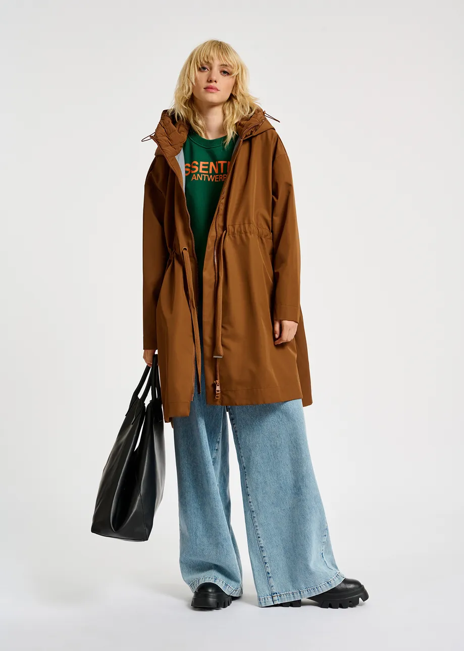 Bruine oversized regenjas met kap