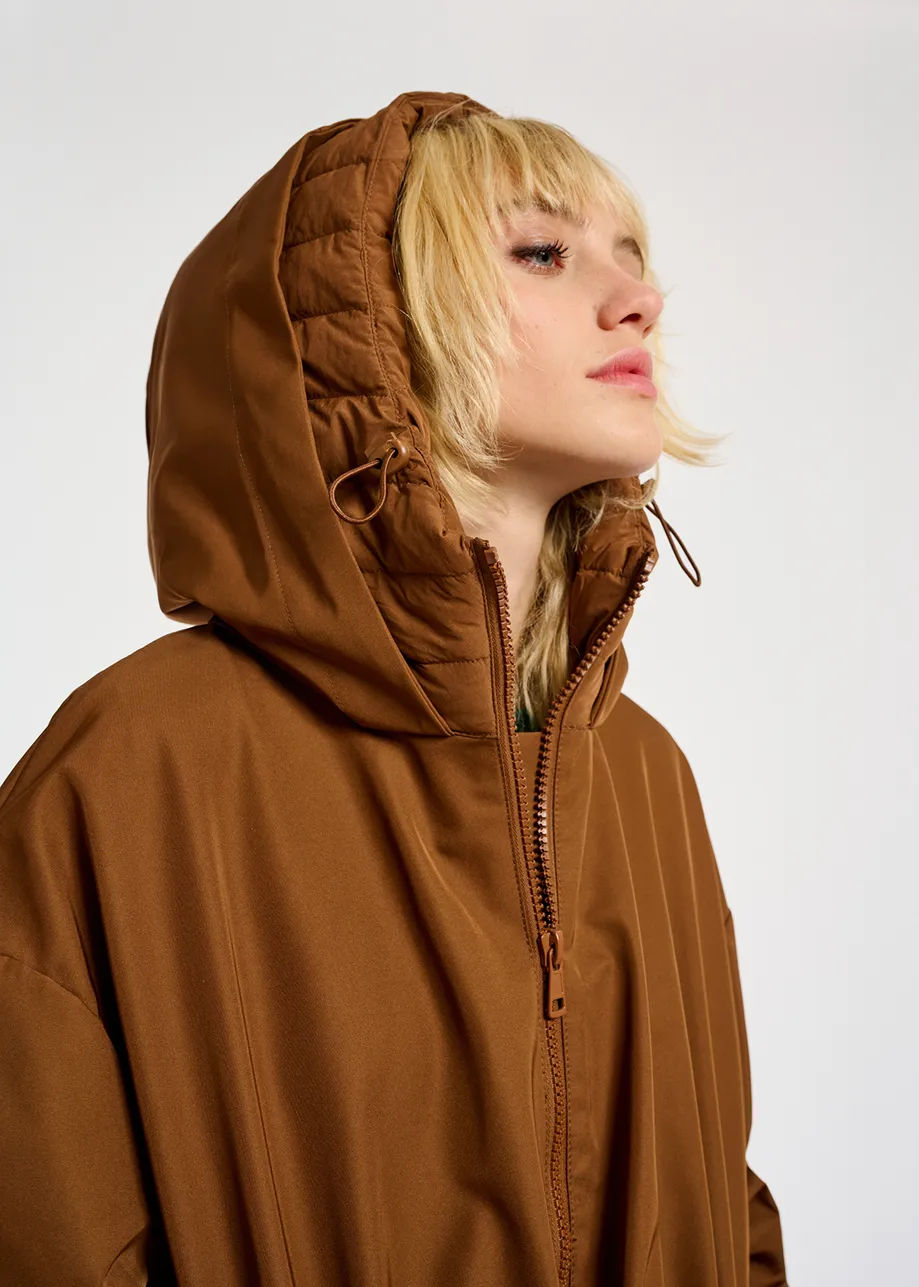 Bruine oversized regenjas met kap