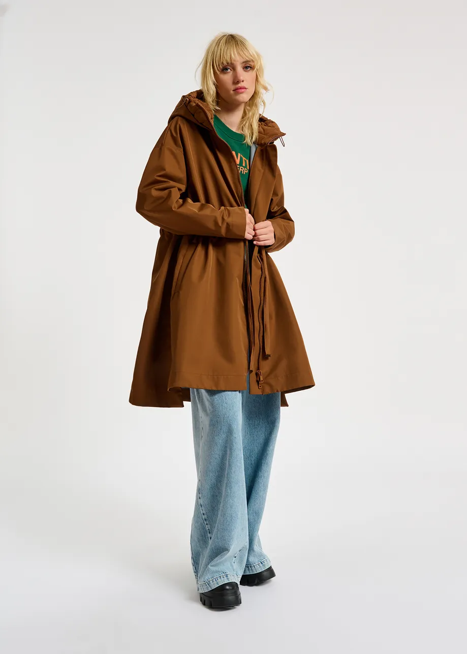 Bruine oversized regenjas met kap