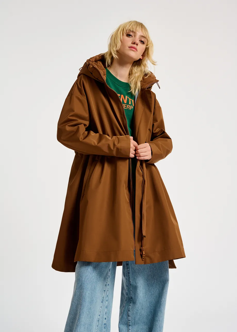 Bruine oversized regenjas met kap