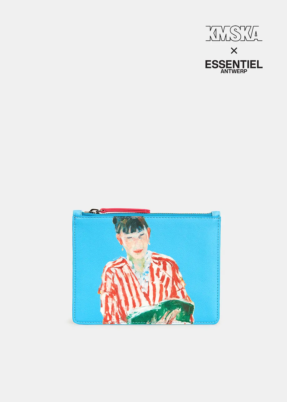 Blue 'Woman Reading' pouch - collaboration with KMSKA