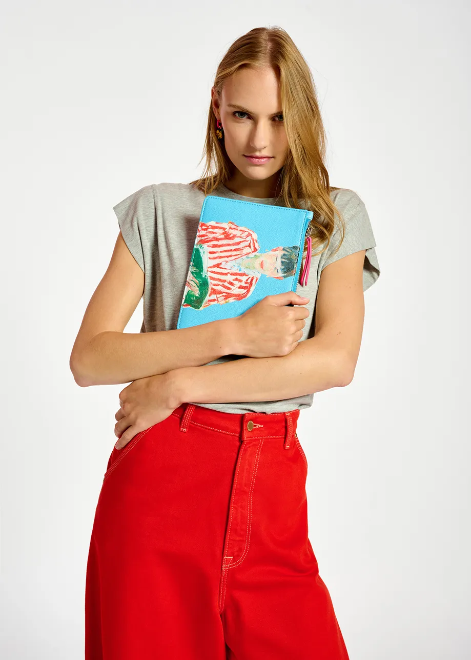 Blue 'Woman Reading' pouch - collaboration with KMSKA