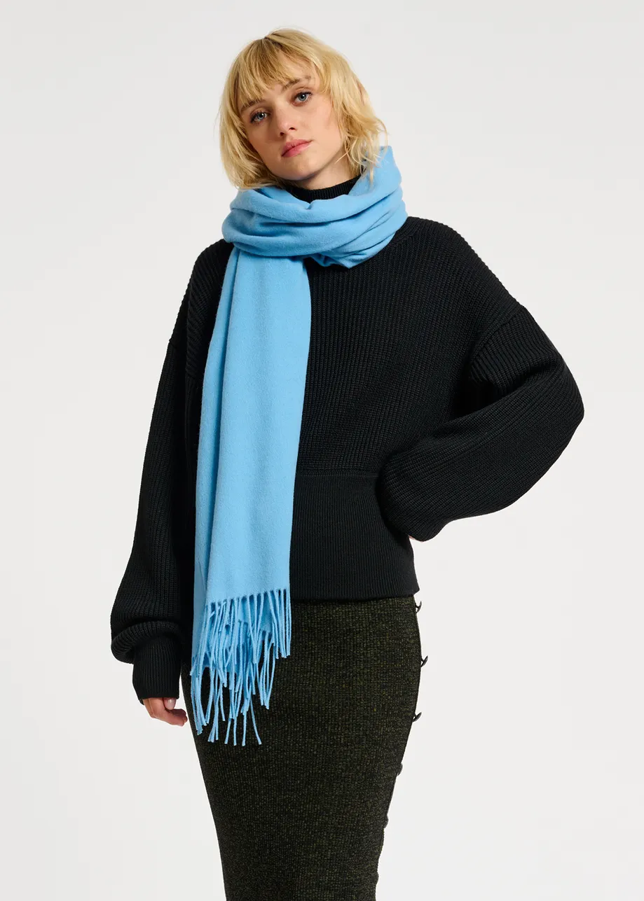 Blue oversized wool scarf