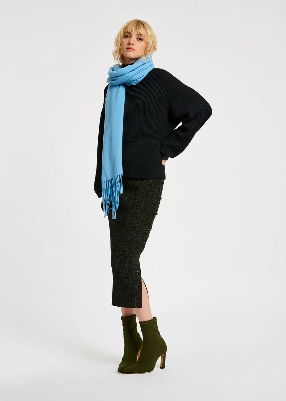 Blue oversized wool scarf