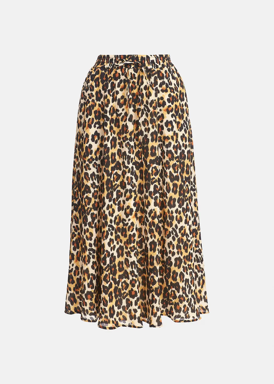 Leopard-print midi skirt