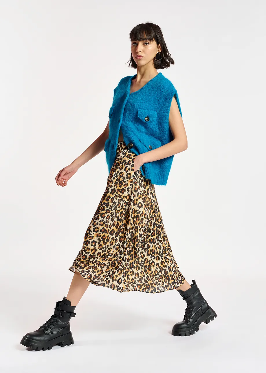 Leopard-print midi skirt