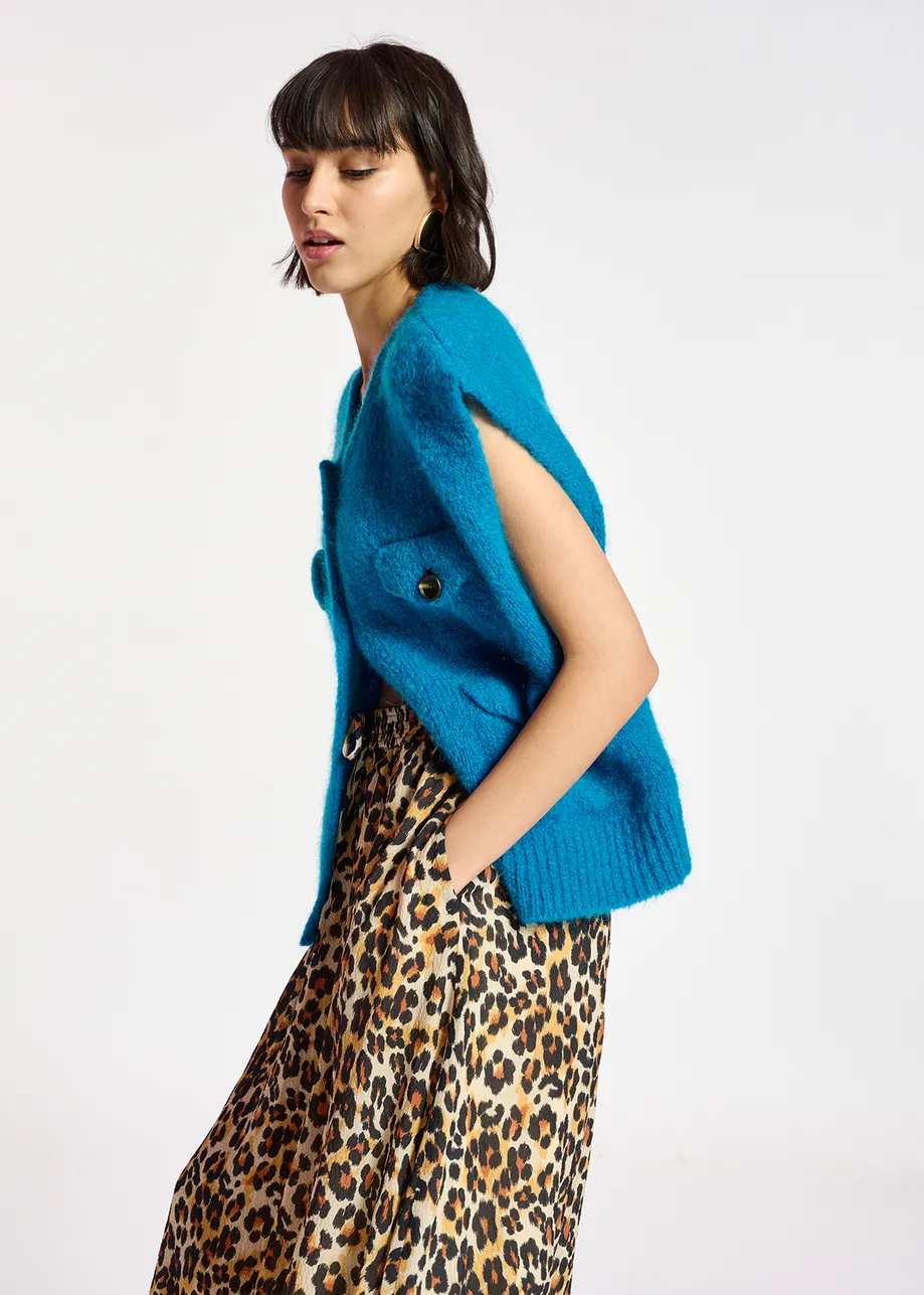 Leopard-print midi skirt