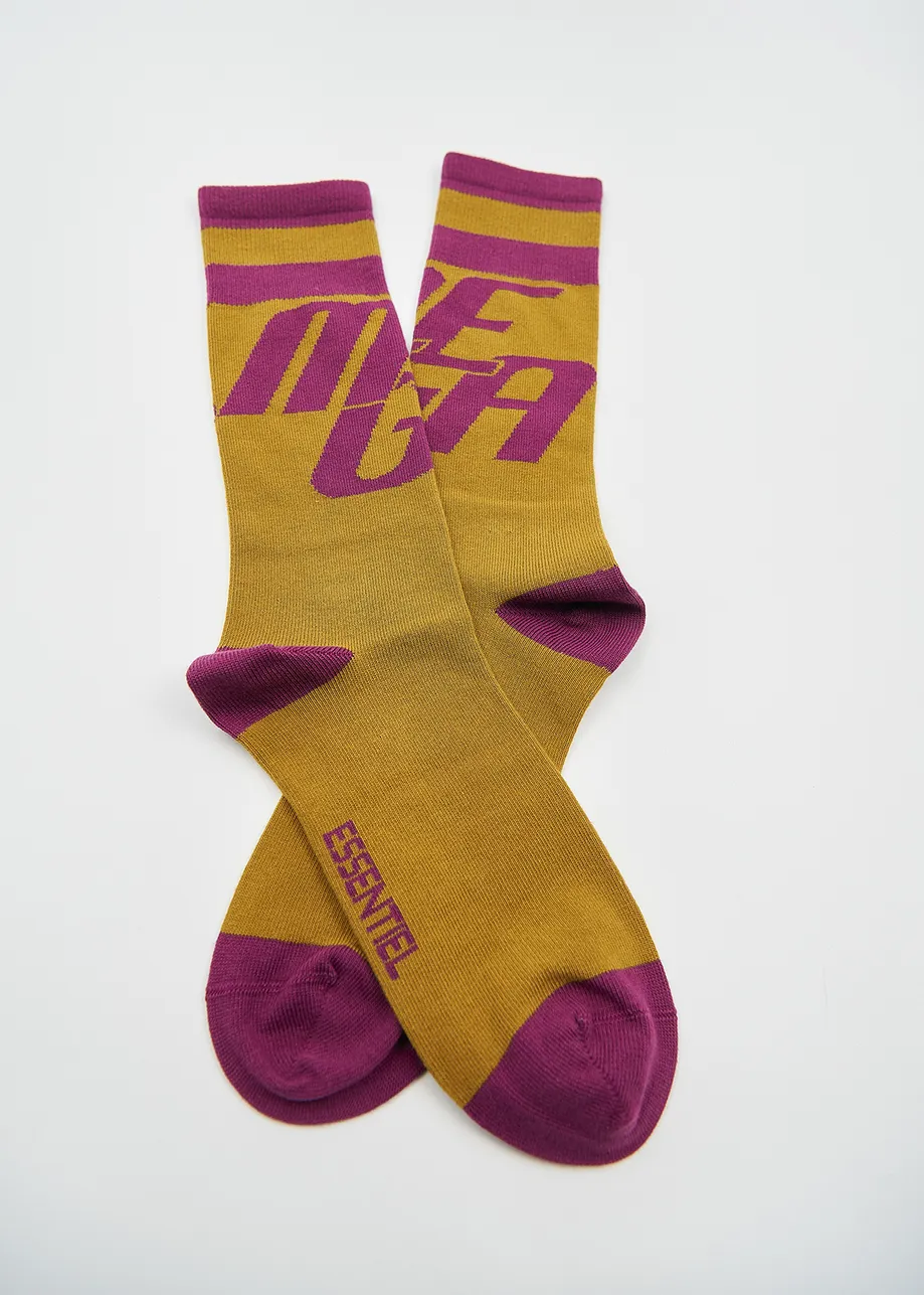Ochre and purple 'mega' socks