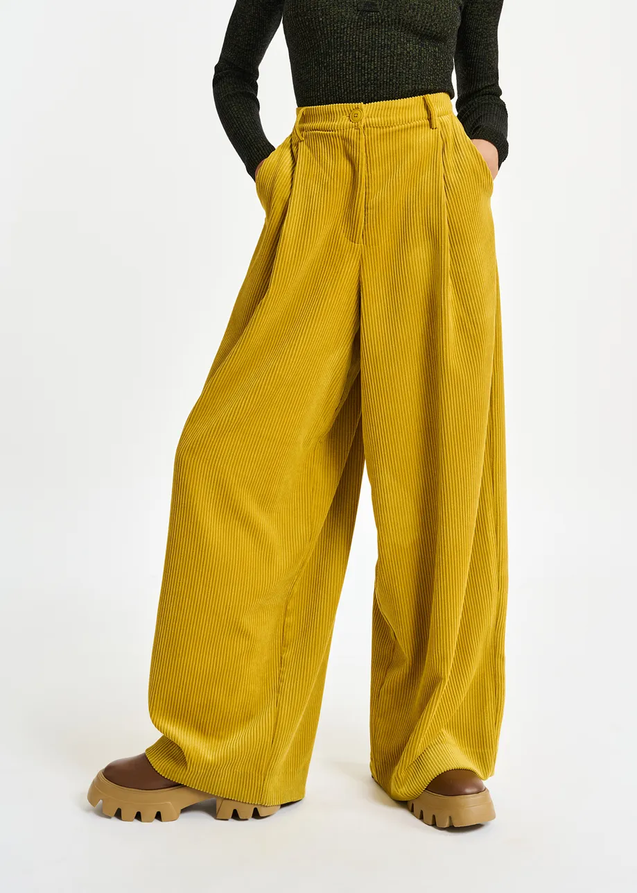 Ochre wide-leg corduroy pants