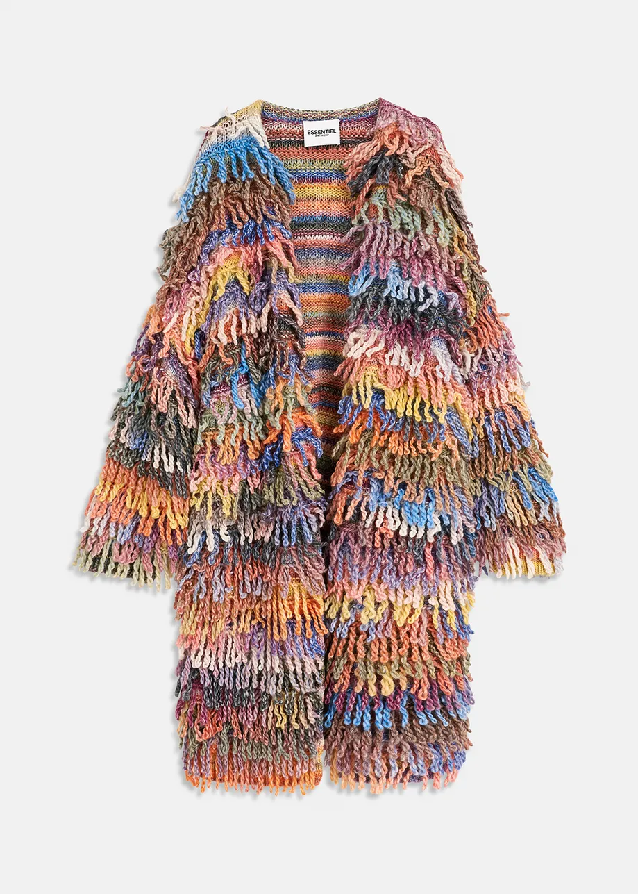 Oversized cardigan-jas met kleurrijke lusjessteek