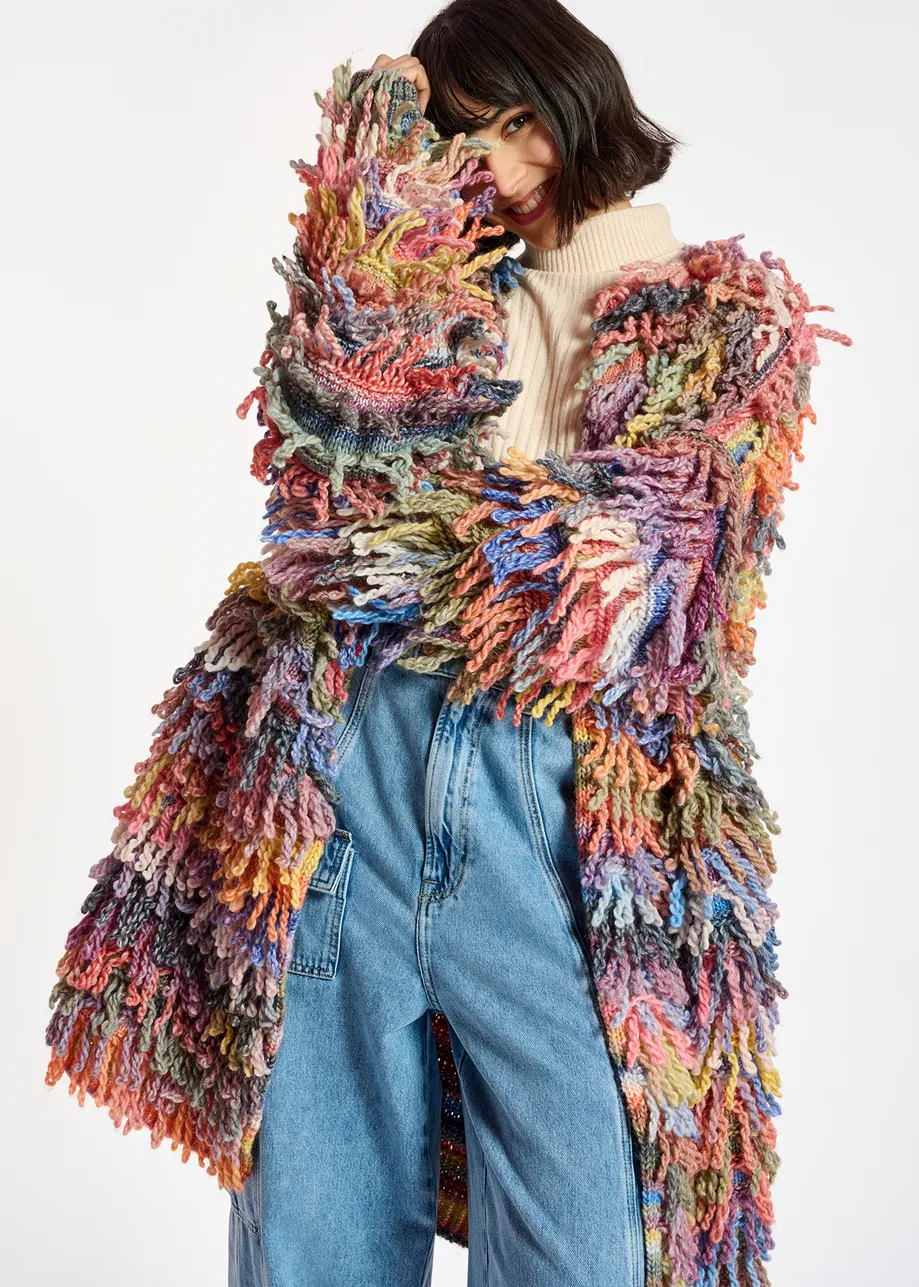 Colorful oversized loop stitch knitwear
