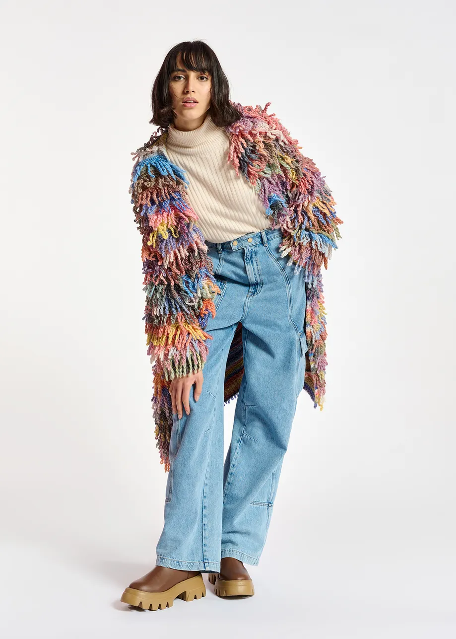 Colorful oversized loop stitch knitwear