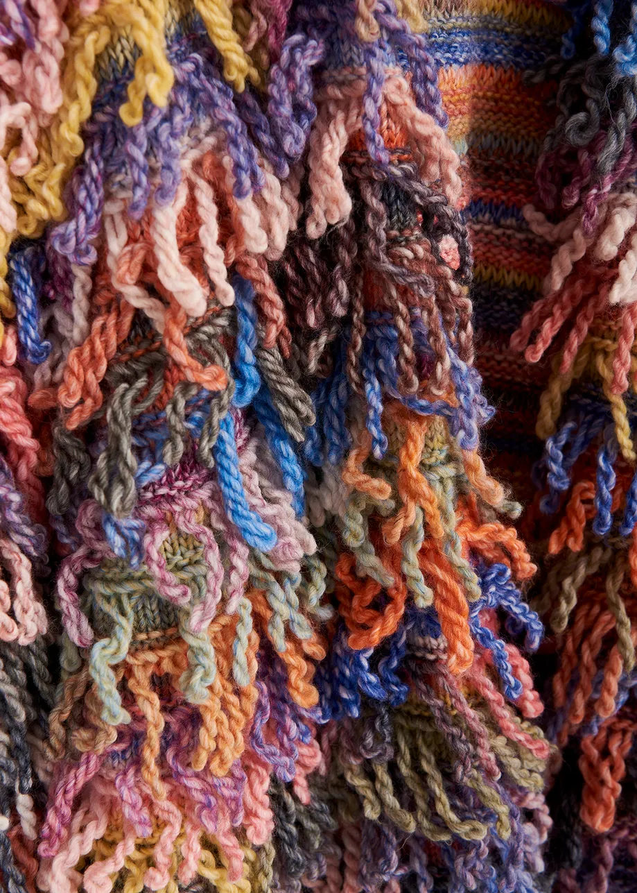 Oversized cardigan-jas met kleurrijke lusjessteek