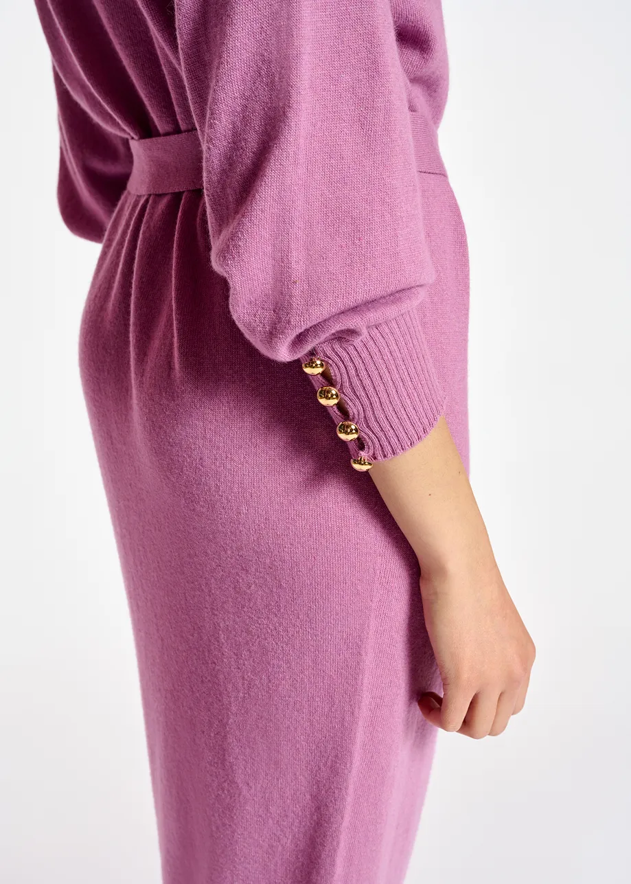 Dark lilac turtleneck knit dress