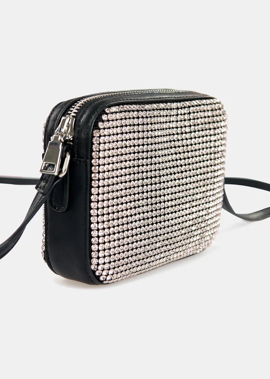 Mini rhinestone-embellished shoulder bag