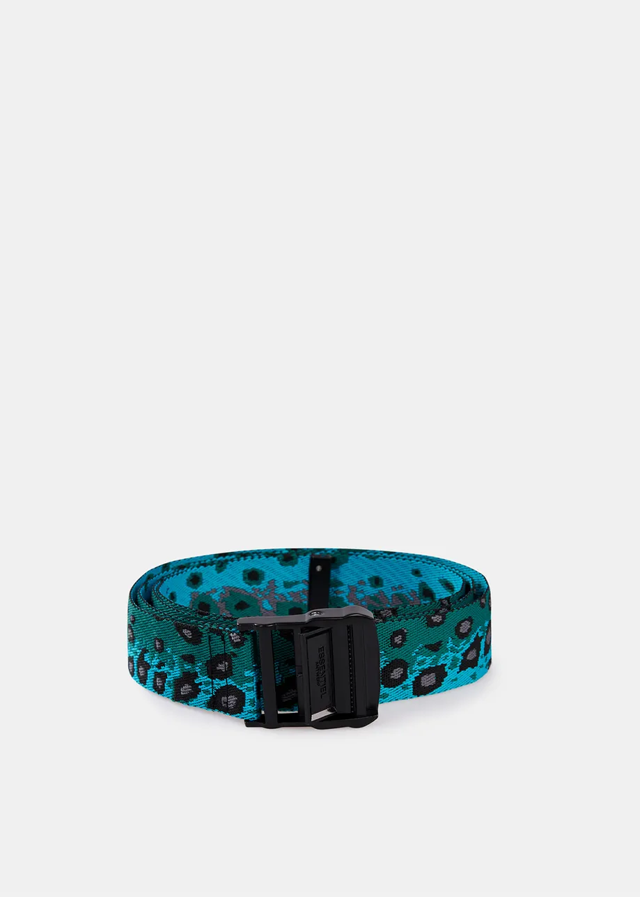 Blauwe jacquard riem met luiaardmotief