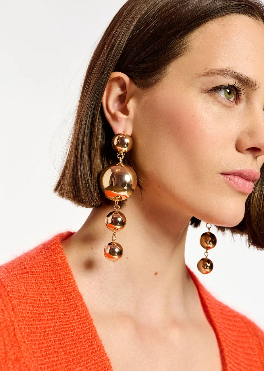 Gold-tone sphere earrings