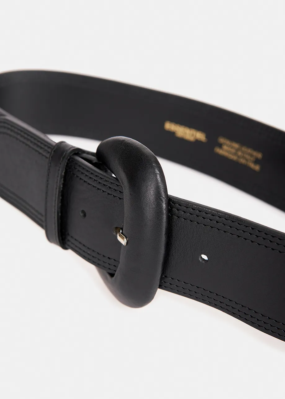 Black leather waist belt