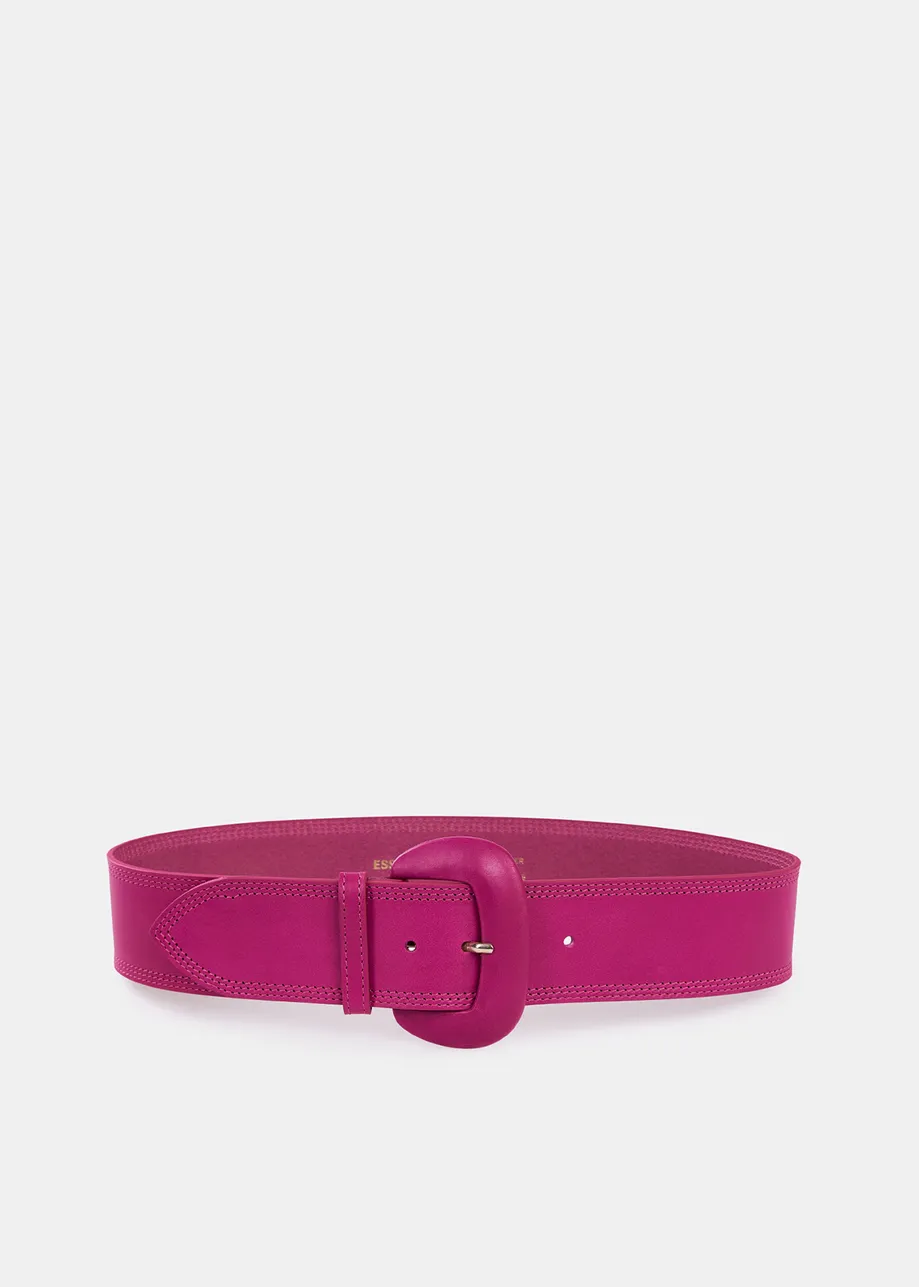 Fuchsia leather waist belt