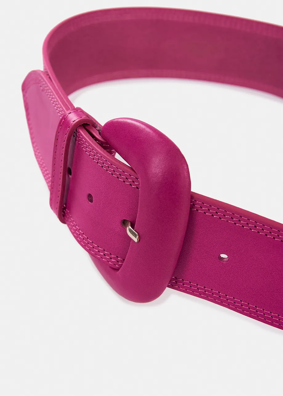 Fuchsia leather waist belt