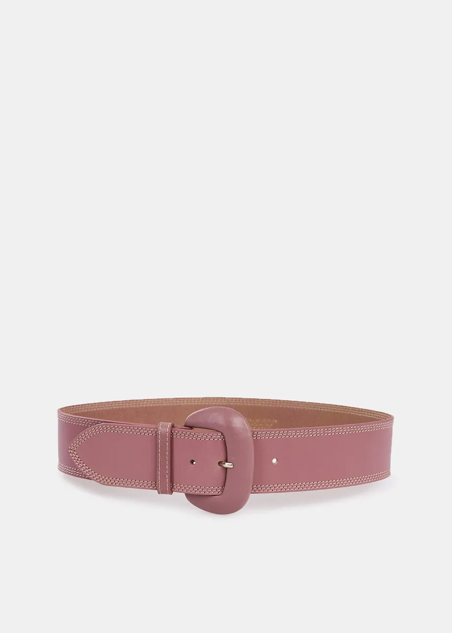 Vintage pink leather waist belt