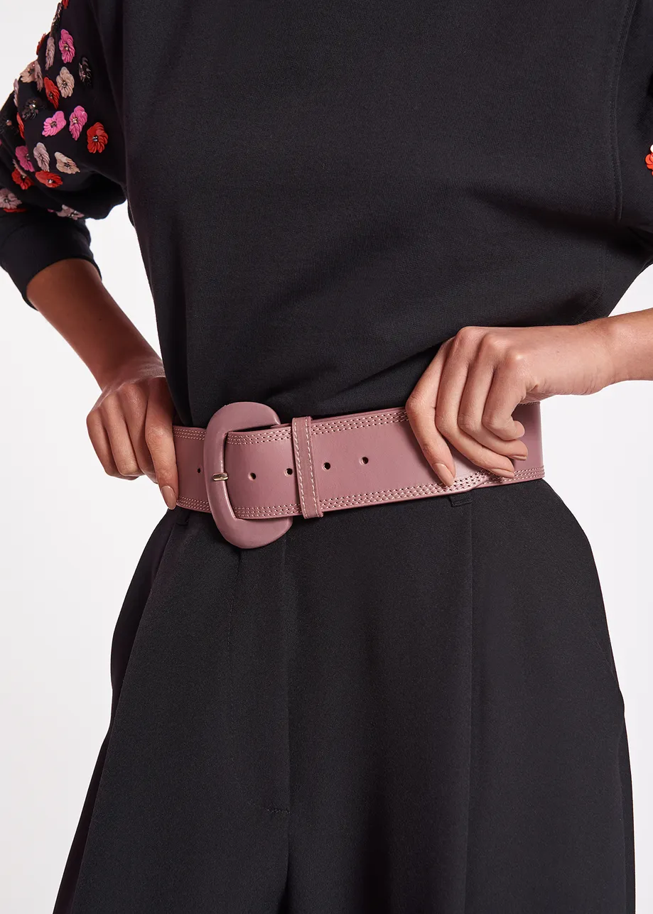 Vintage pink leather waist belt