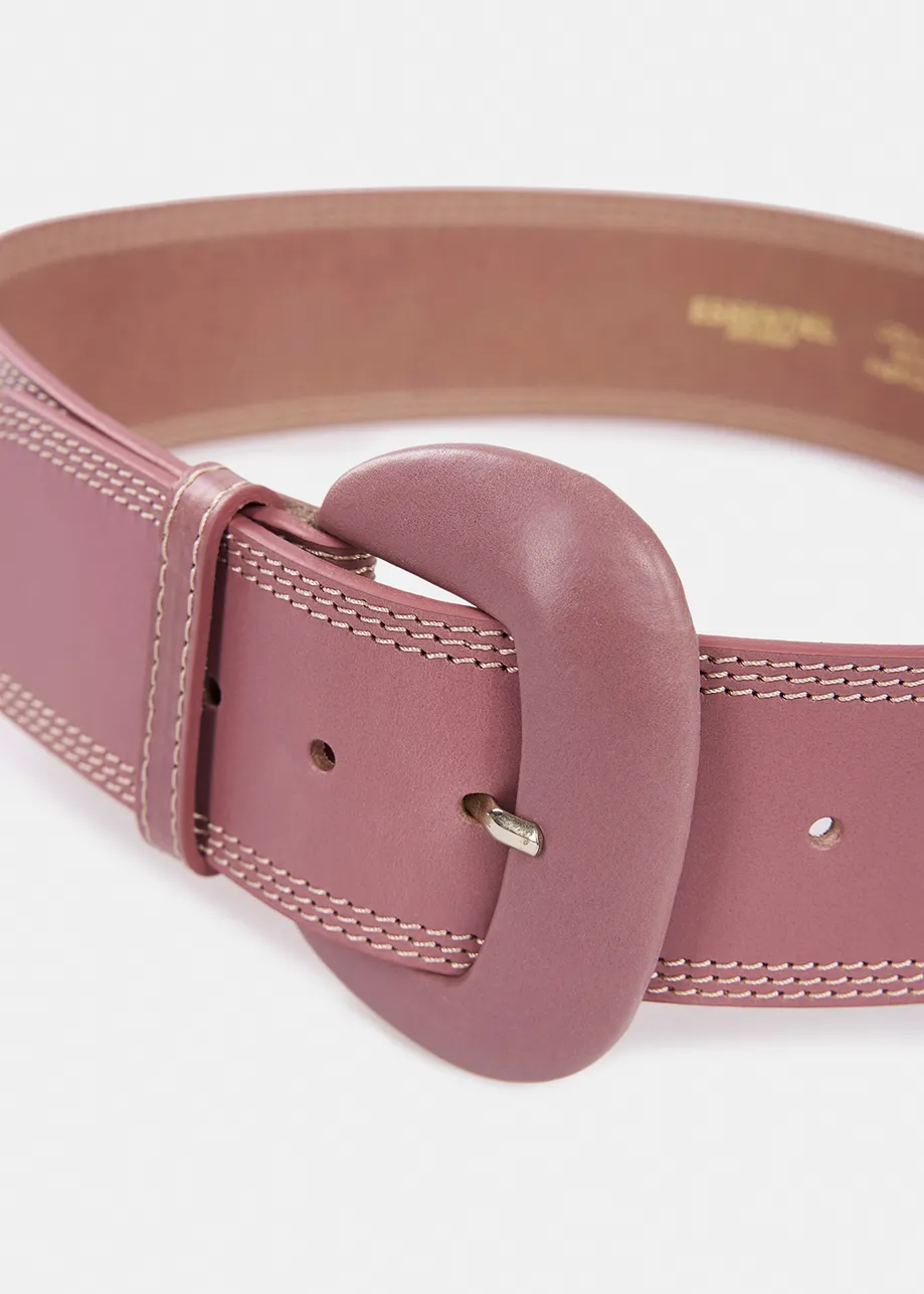 Vintage pink leather waist belt