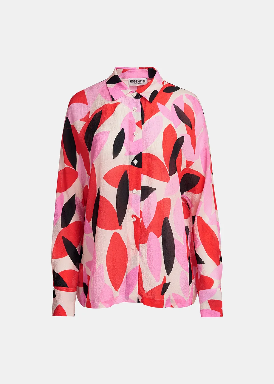 Off-white, red and pink abstract print shirt