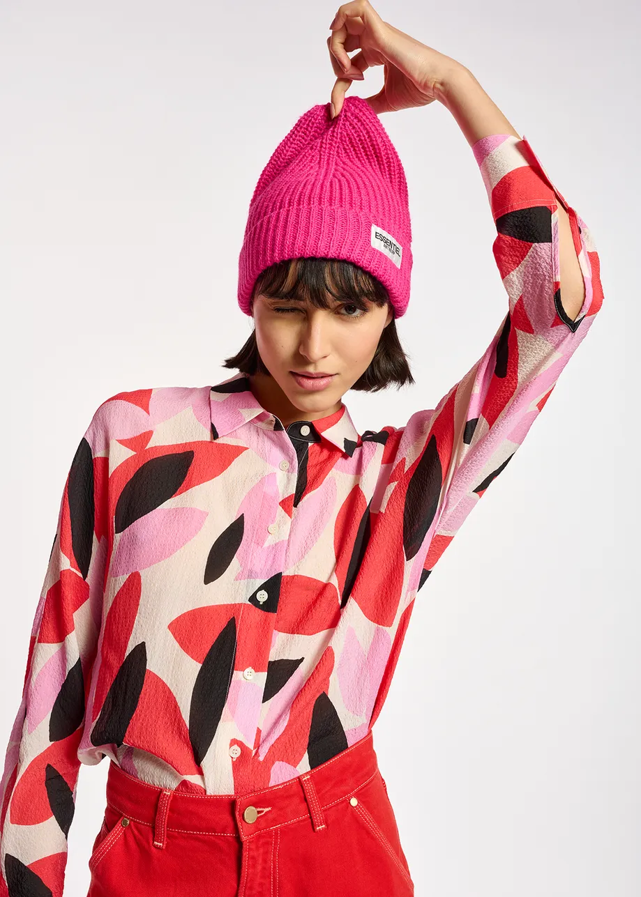 Off-white, red and pink abstract print shirt