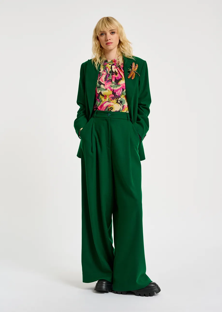 Dark green wide-leg pants