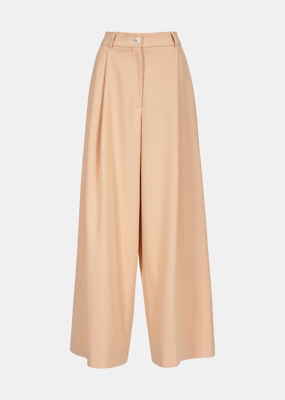 Ecru wide-leg pants