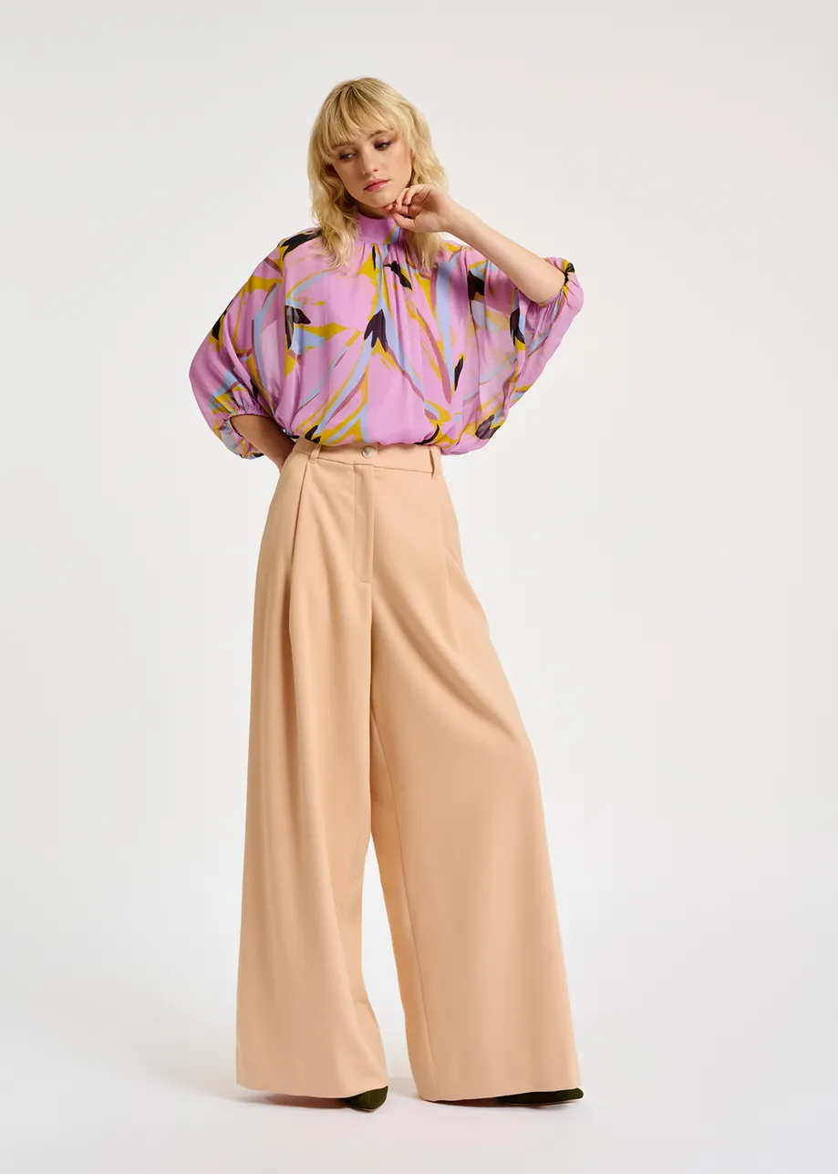 Ecru wide-leg pants