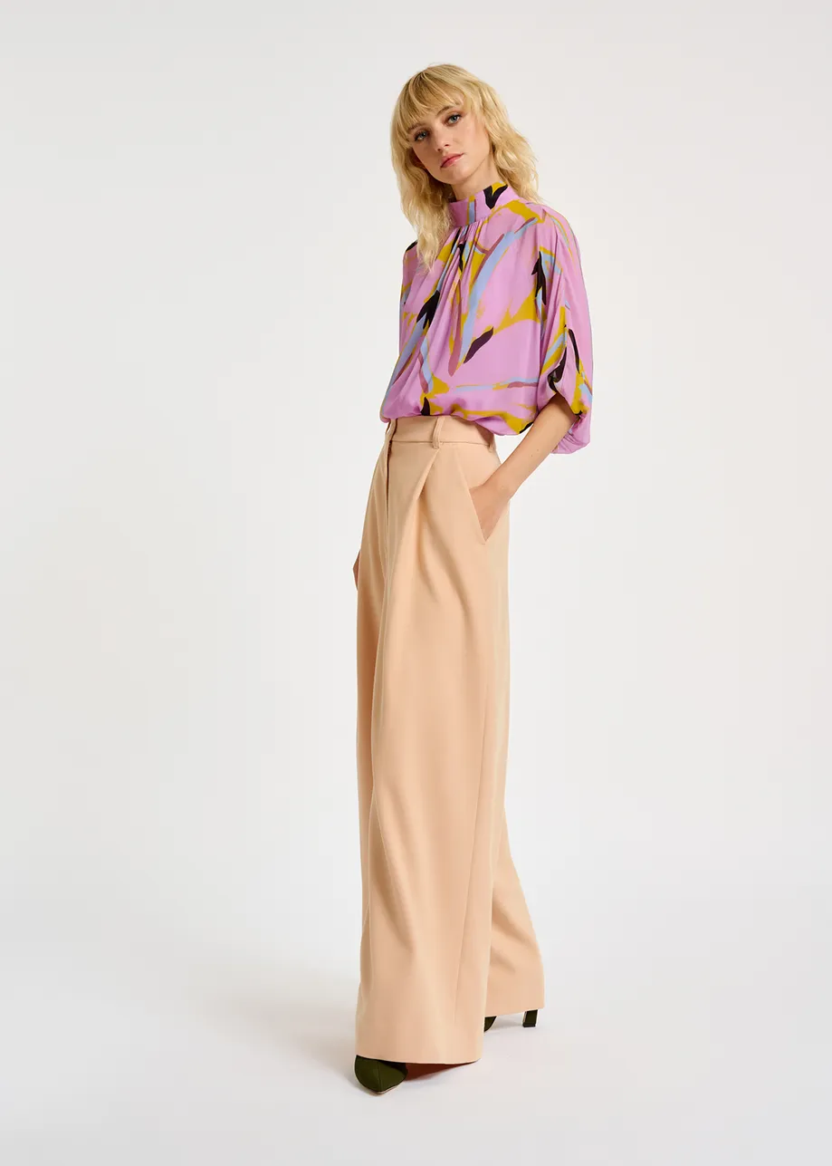 Ecru wide-leg pants