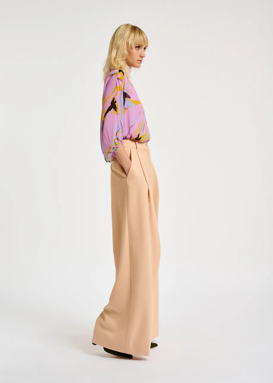 Ecru wide-leg pants