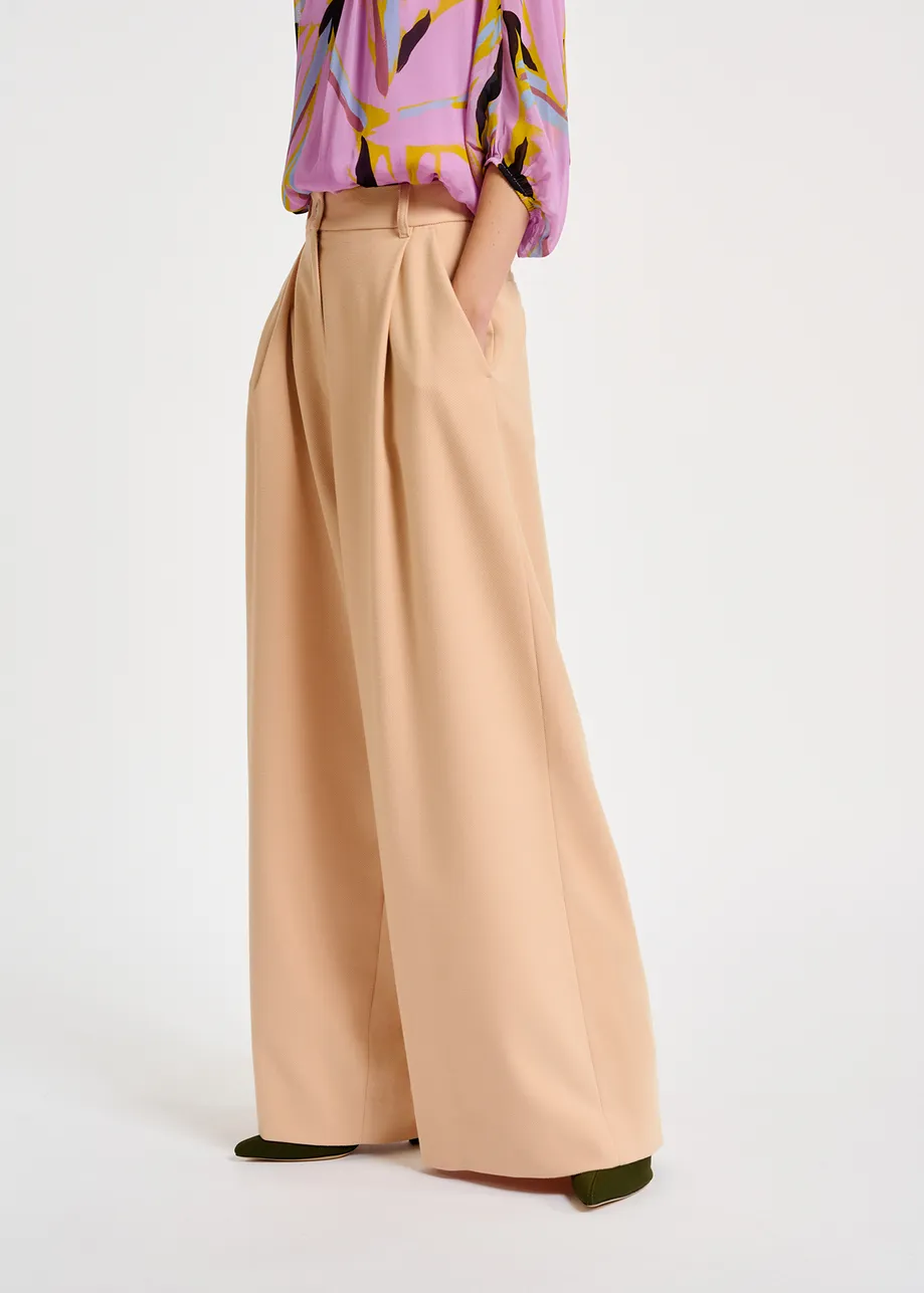 Ecru wide-leg pants