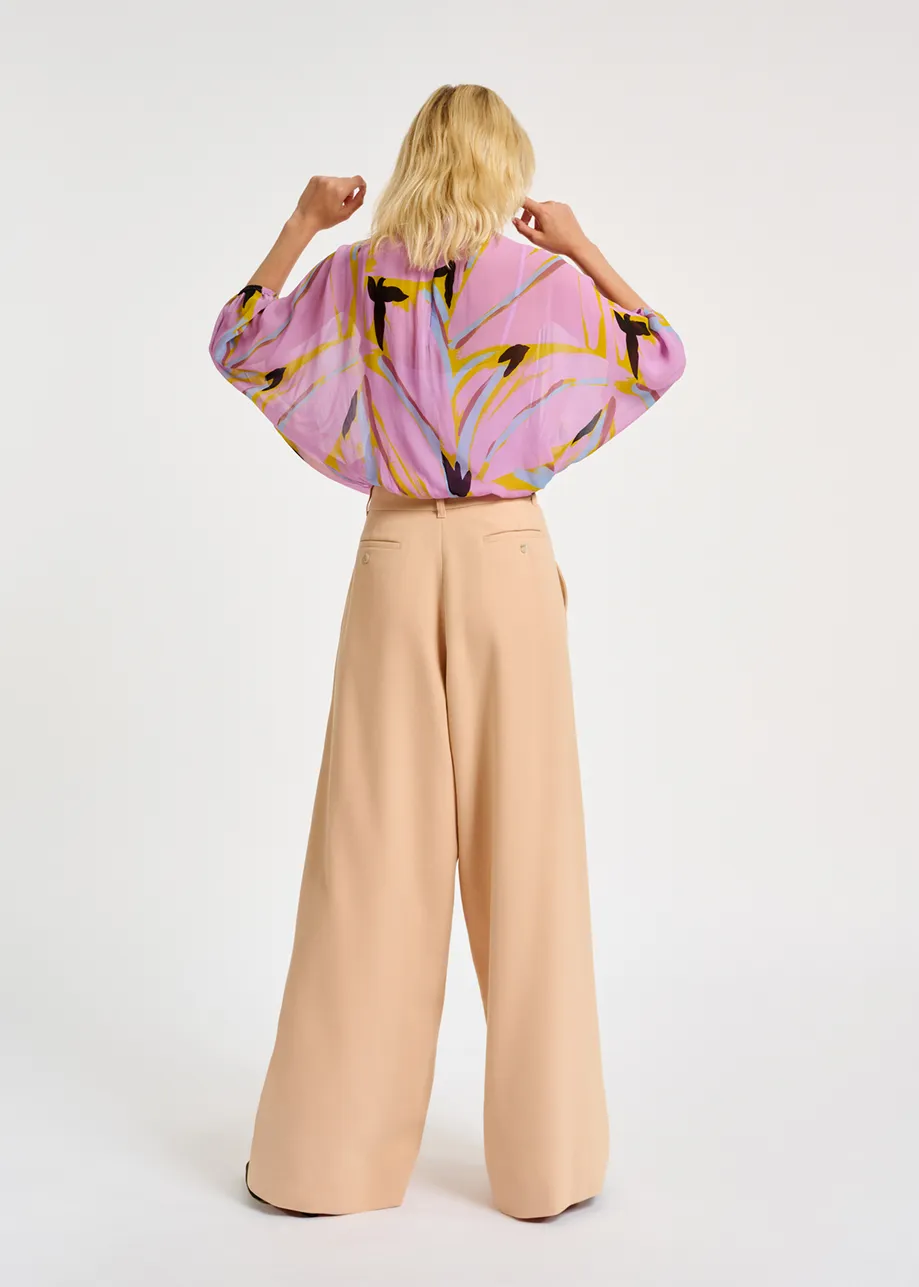 Ecru wide-leg pants