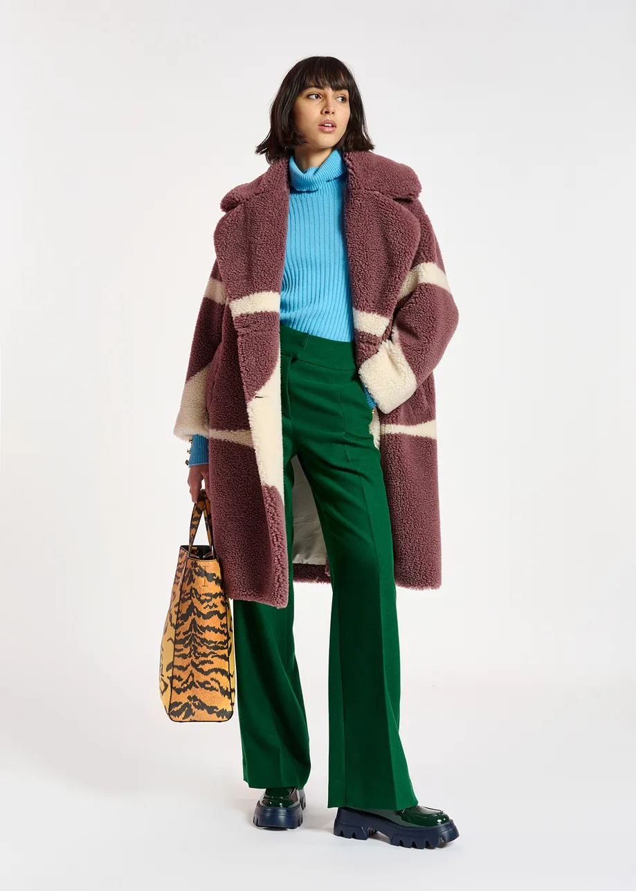 Purple and off-white teddy coat