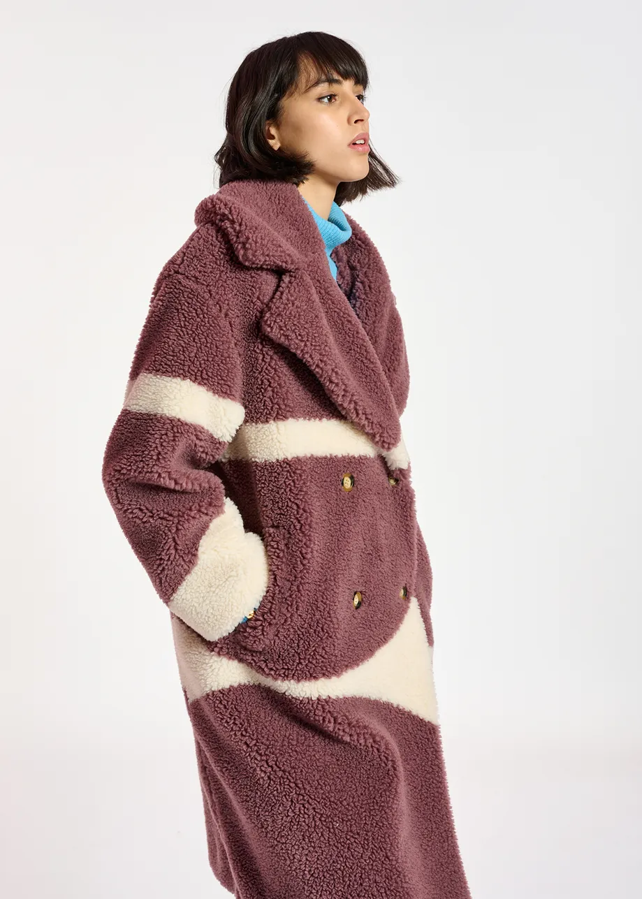 Purple and off-white teddy coat