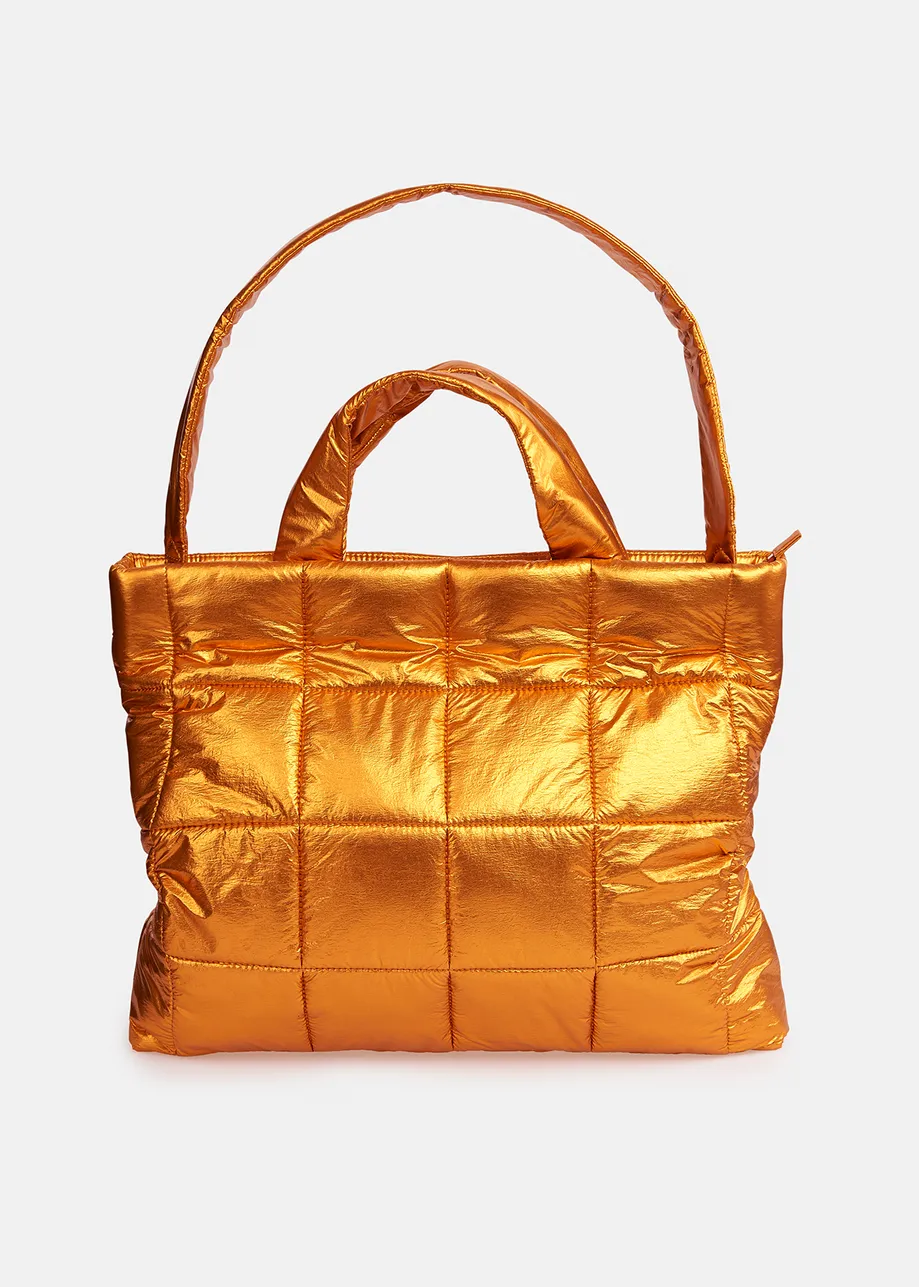 Metallic bronze shopper bag